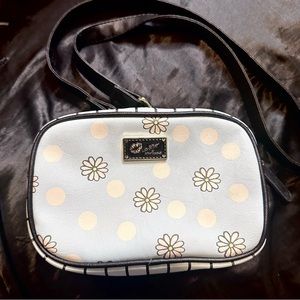 Betsey Johnson small blue and white polka dot crossbody bag